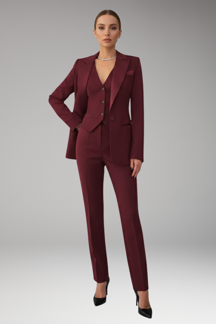 Women's Three-Piece Suit with Blazer, Vest, and Pants