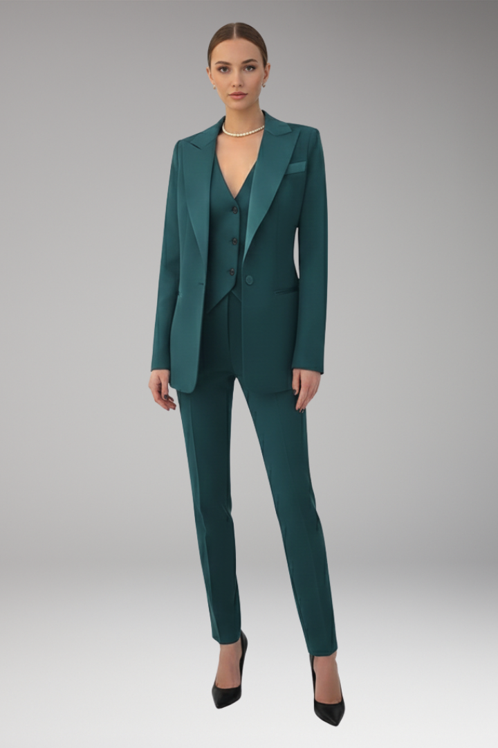 Women's Three-Piece Suit with Blazer, Vest, and Pants