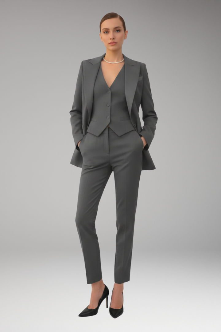 Women's Three-Piece Suit with Blazer, Vest, and Pants