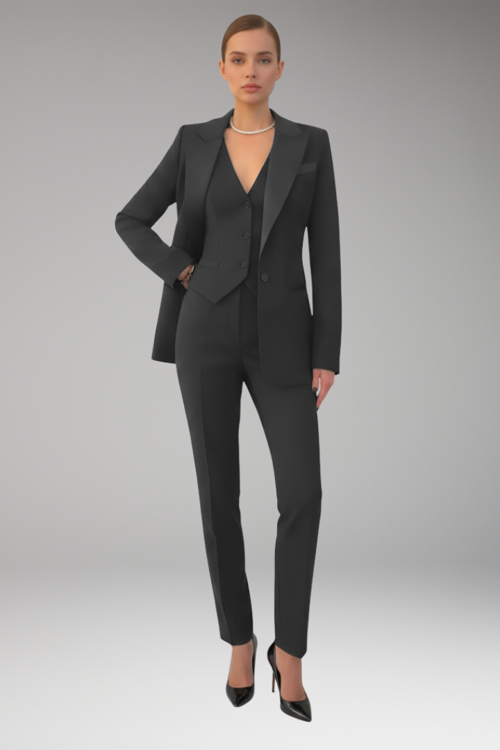 Women's Three-Piece Suit with Blazer, Vest, and Pants