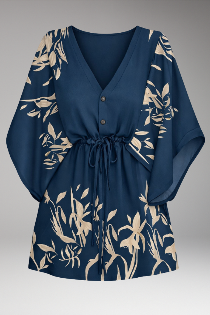 Women's boho V-neck waist tie dress with V-Neckline for Summer