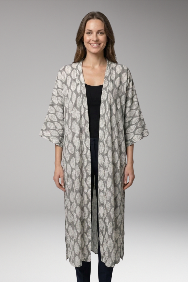 Women's boho chic bohemian elegant open-front longline cover-up kimono