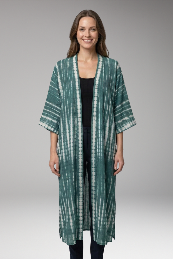 Women's boho chic bohemian elegant open-front longline cover-up kimono