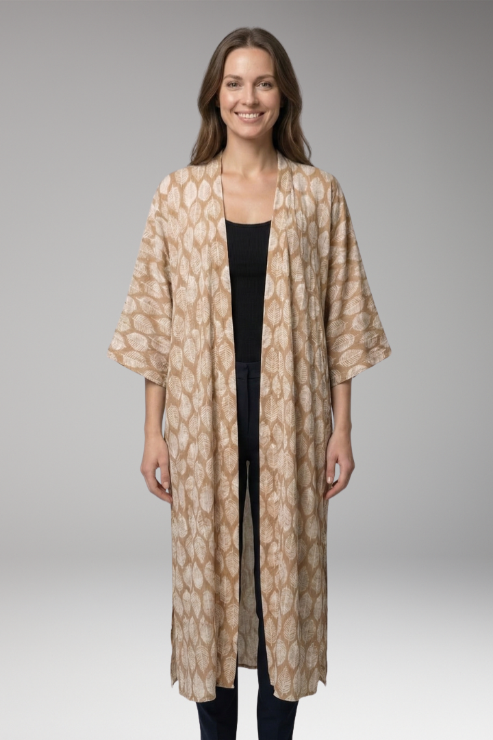 Women's boho chic bohemian elegant open-front longline cover-up kimono