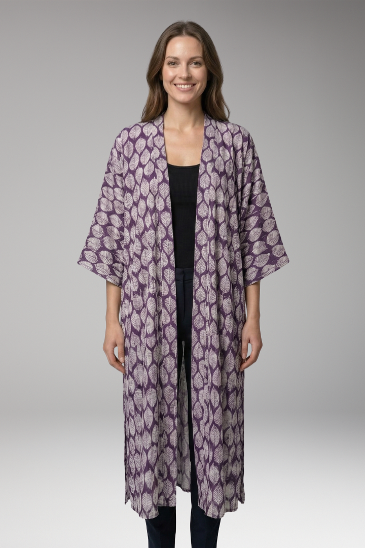 Women's boho chic bohemian elegant open-front longline cover-up kimono
