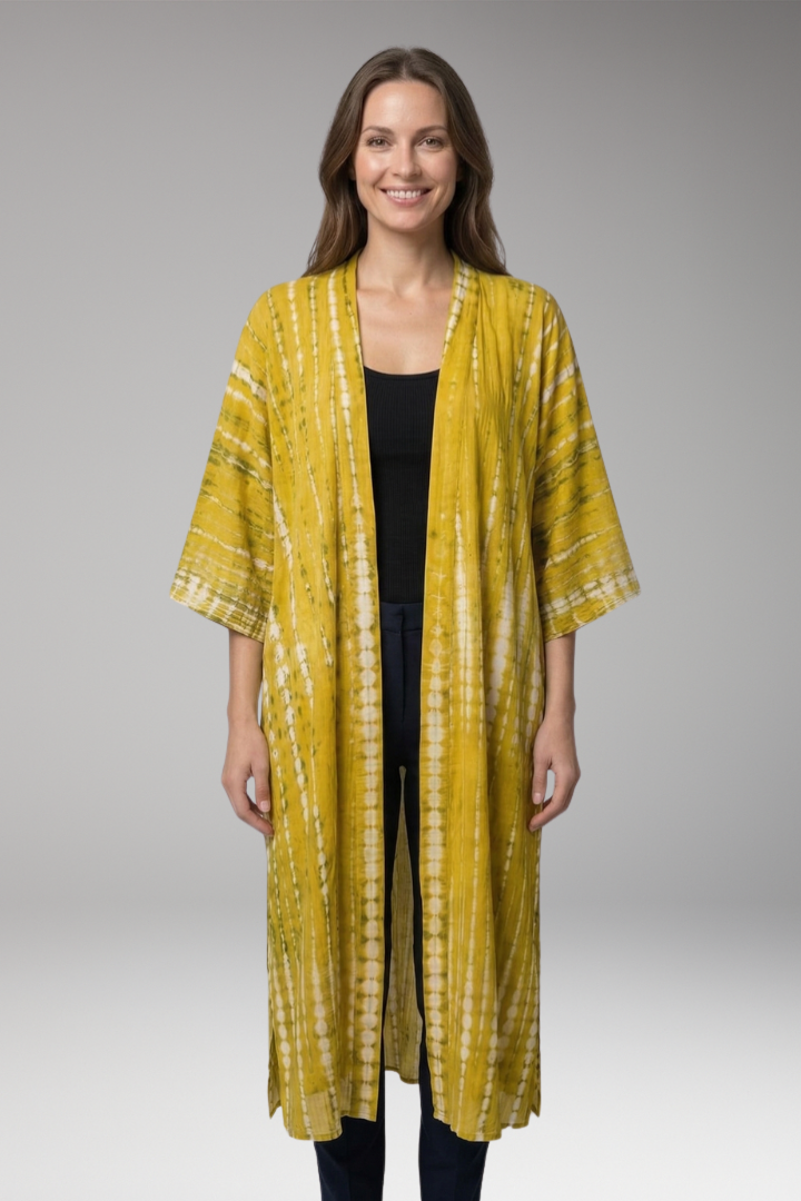 Women's boho chic bohemian elegant open-front longline cover-up kimono