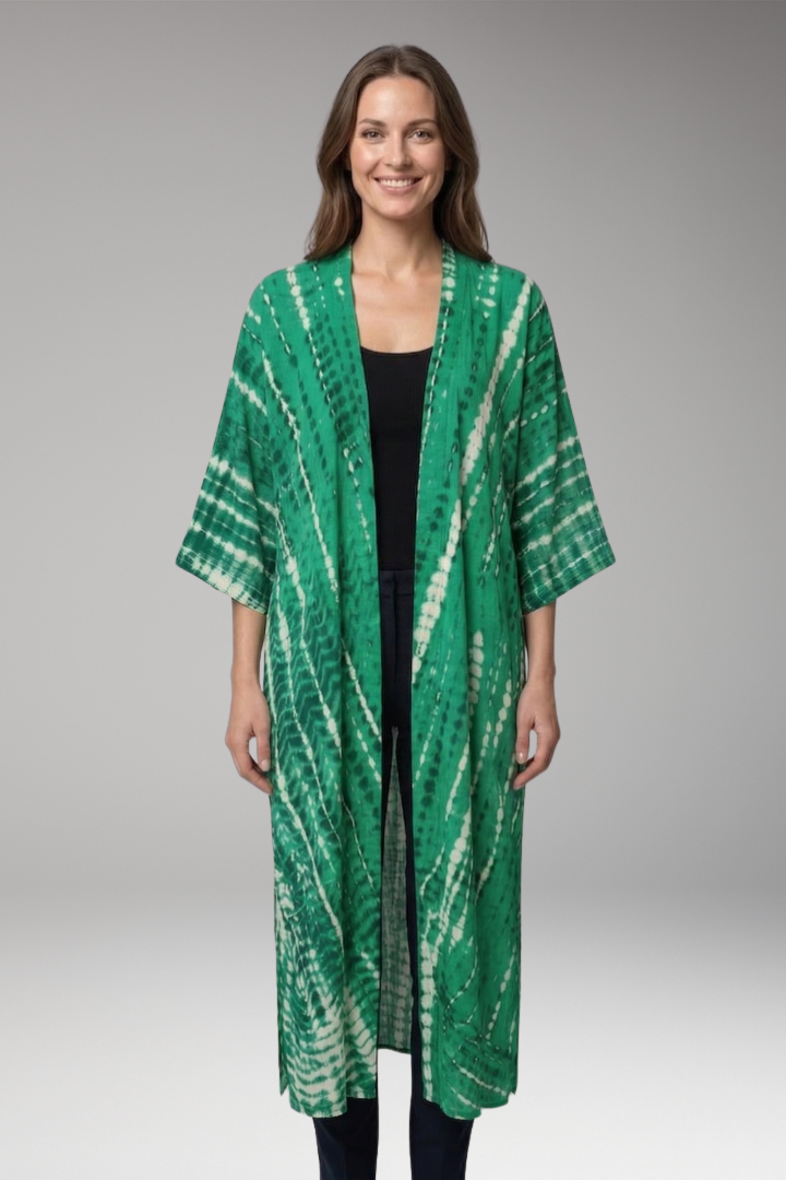 Women's boho chic bohemian elegant open-front longline cover-up kimono