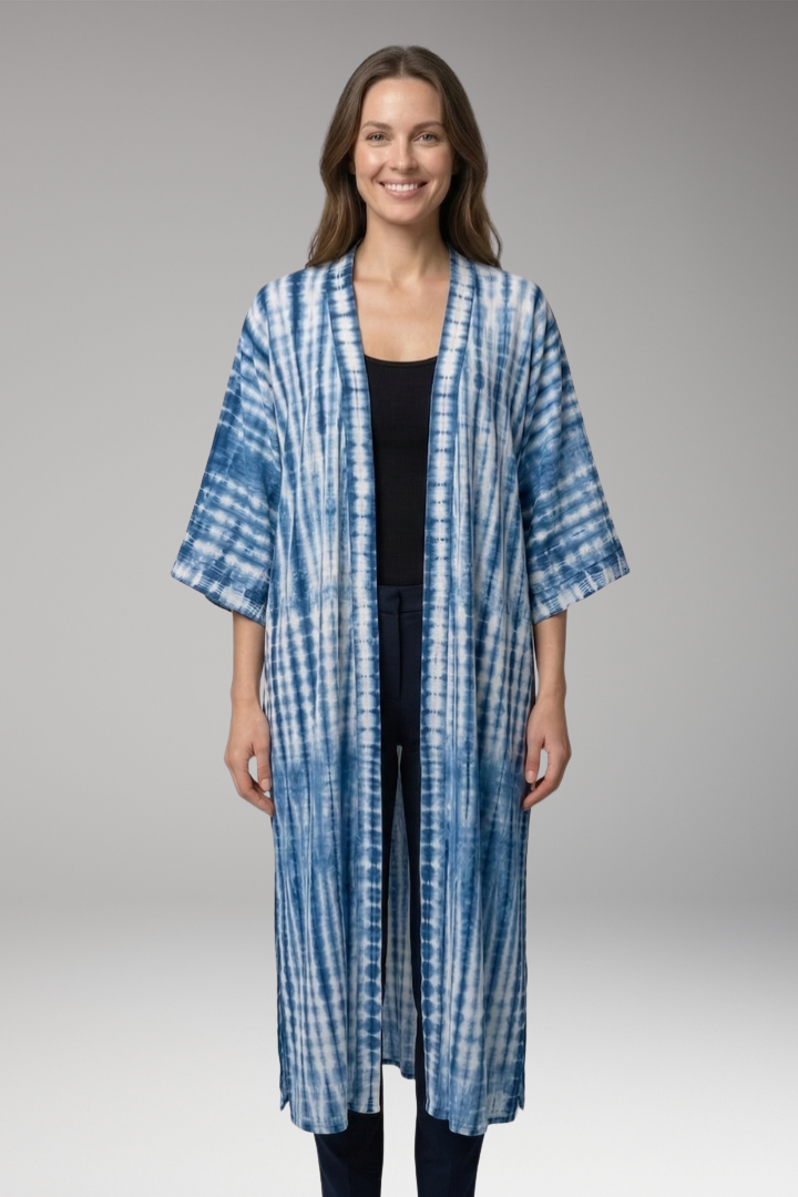 Women's boho chic bohemian elegant open-front longline cover-up kimono