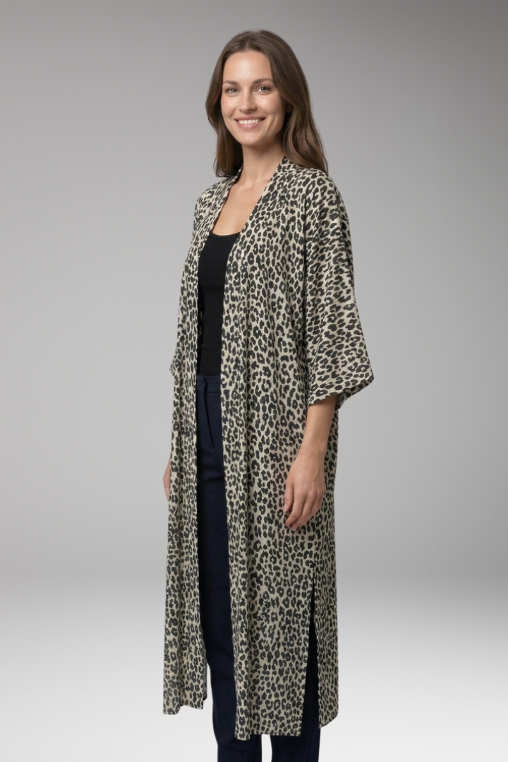 Women's boho chic bohemian elegant open-front longline cover-up kimono