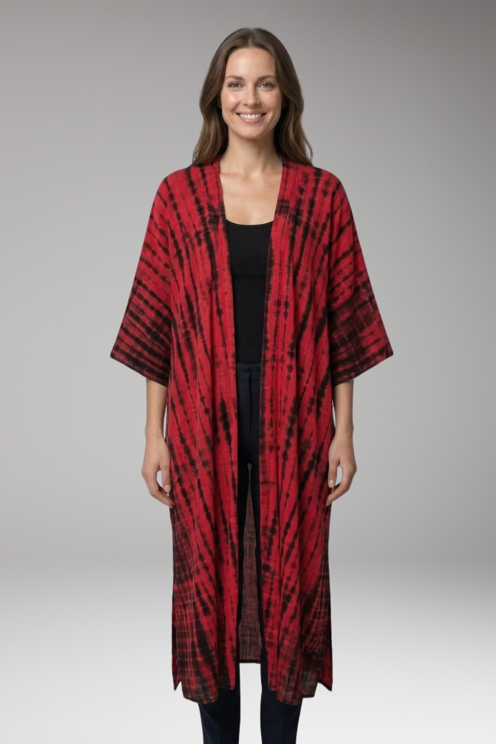 Women's boho chic bohemian elegant open-front longline cover-up kimono