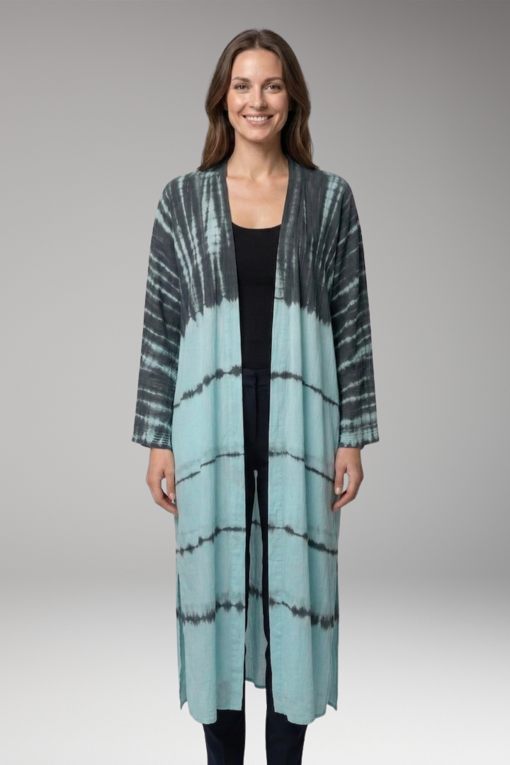 Women's boho chic bohemian elegant open-front longline cover-up kimono