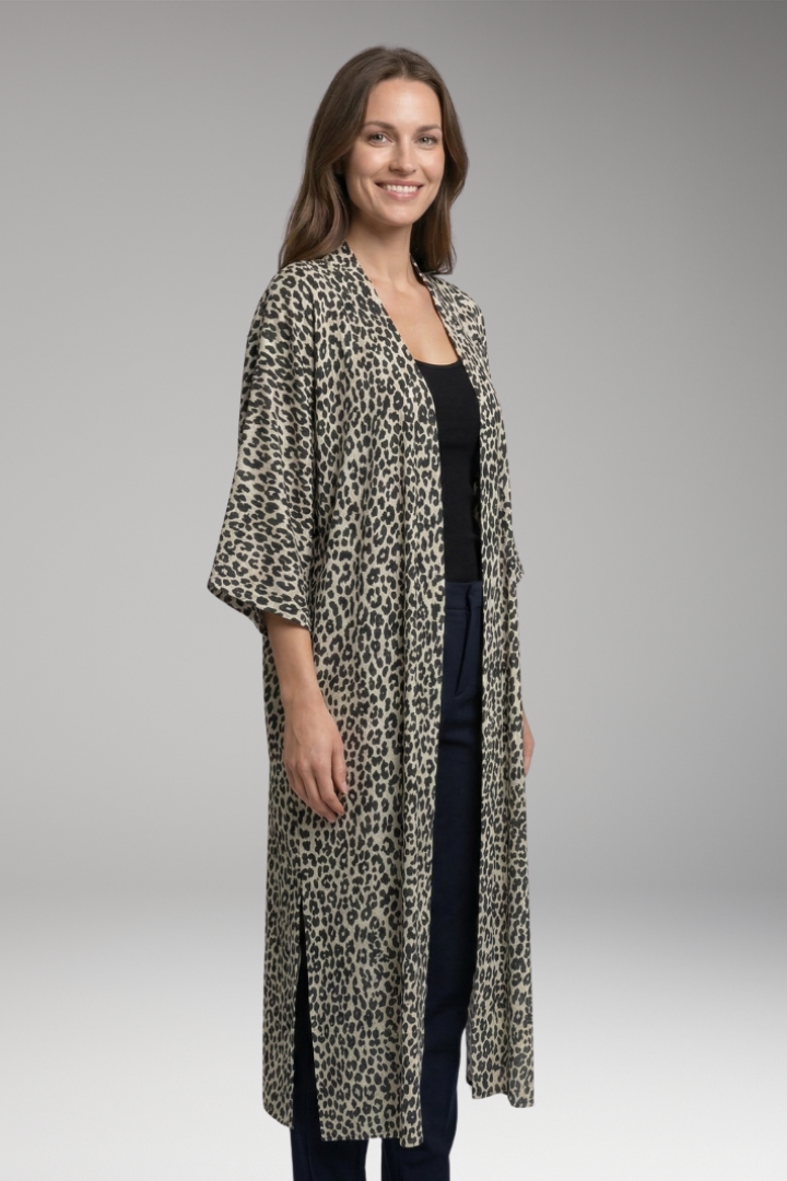 Women's boho chic bohemian elegant open-front longline cover-up kimono