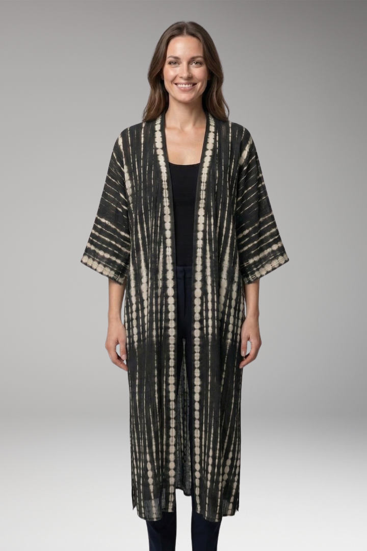Women's boho chic bohemian elegant open-front longline cover-up kimono