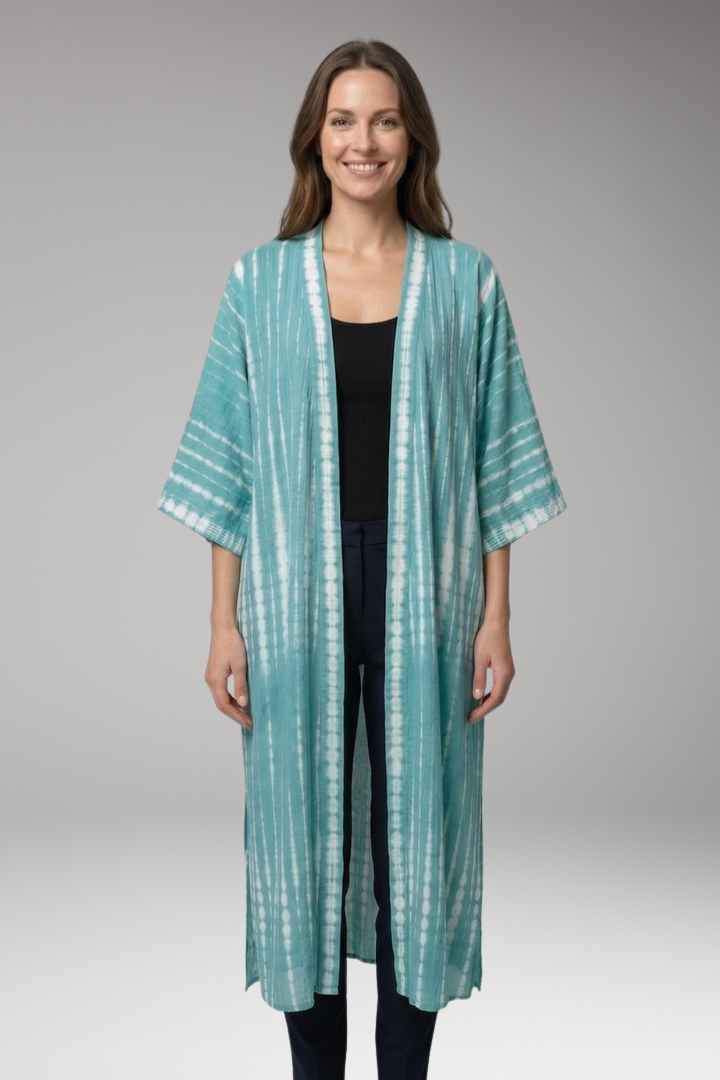 Women's boho chic bohemian elegant open-front longline cover-up kimono