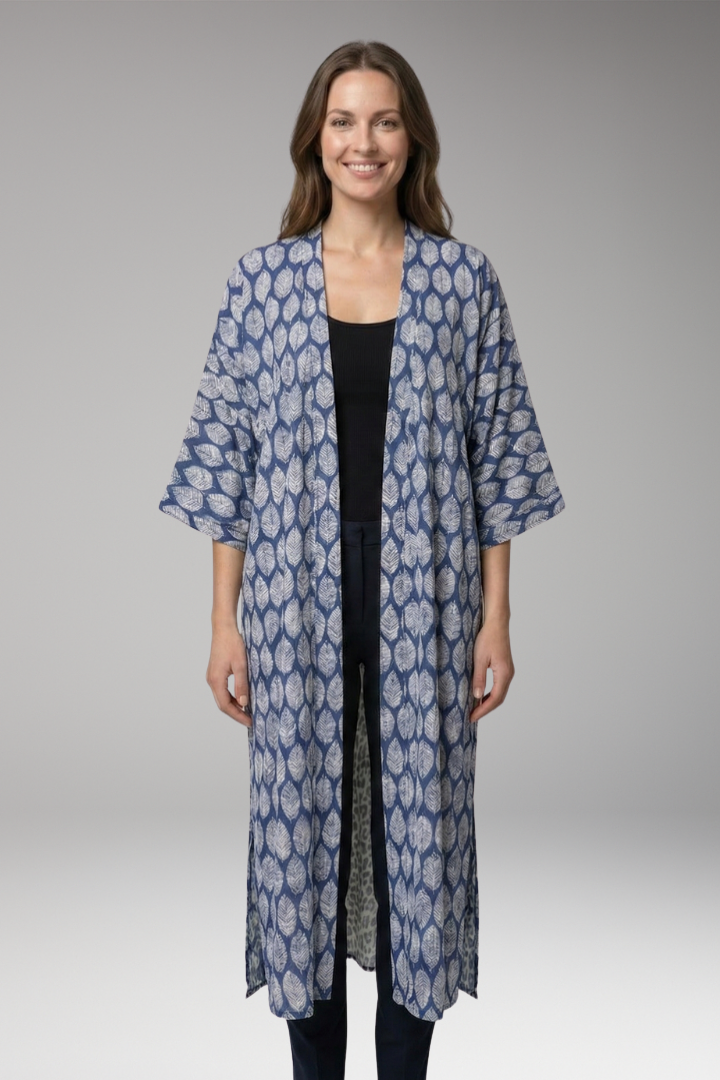 Women's boho chic bohemian elegant open-front longline cover-up kimono