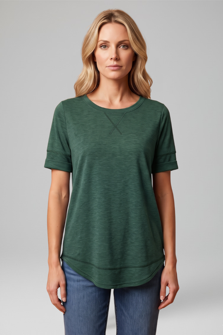 Women casual women’s t-shirt curved hemline everyday wear