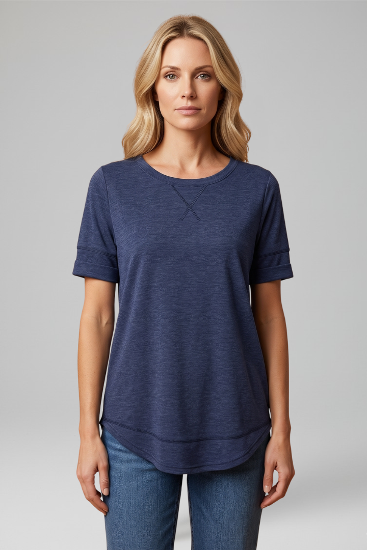 Women casual women’s t-shirt curved hemline everyday wear