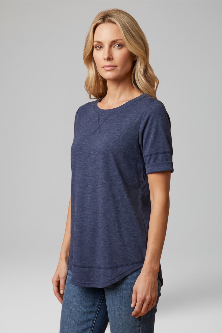 Women casual women’s t-shirt curved hemline everyday wear