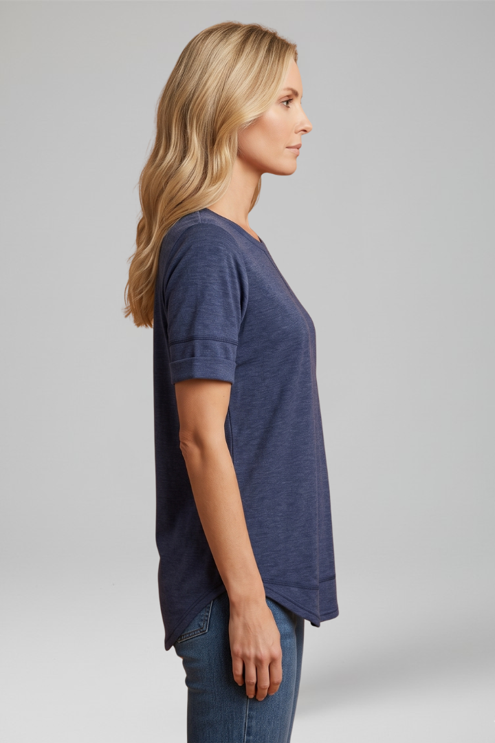 Women casual women’s t-shirt curved hemline everyday wear