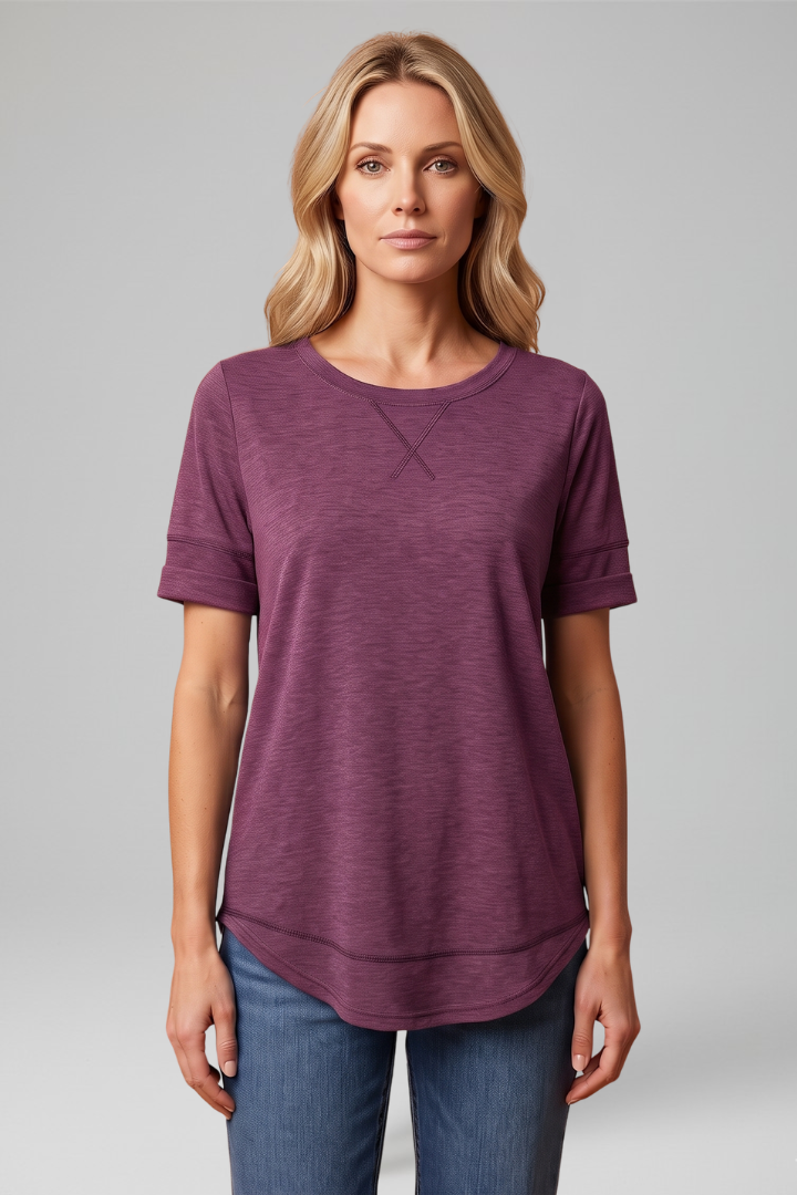 Women casual women’s t-shirt curved hemline everyday wear