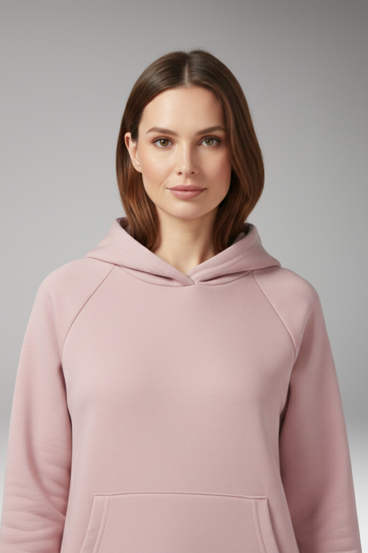 Women's Hoodie Dress with Drawstring Hem and Kangaroo Pocket