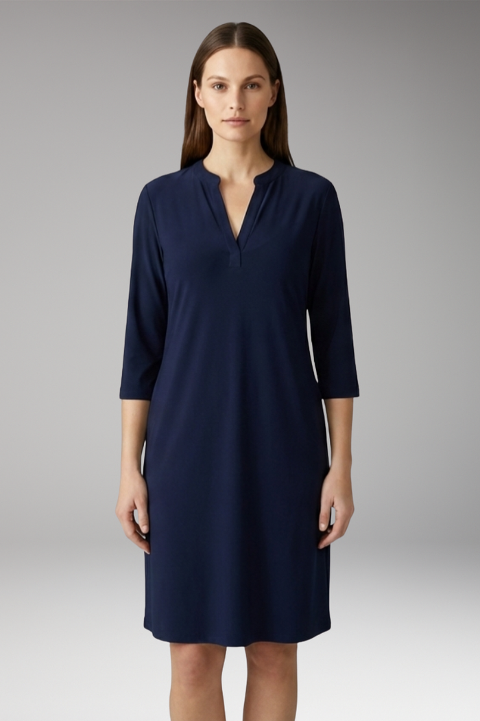 Women's V-Neck Dress with Loose Fit and Simple Silhouette