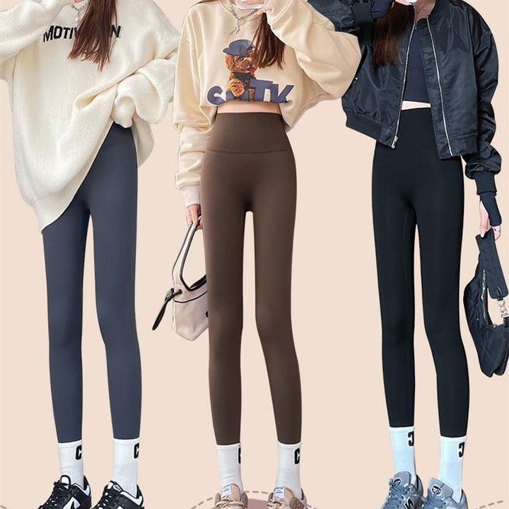 Woman in thick fleece lined leggings