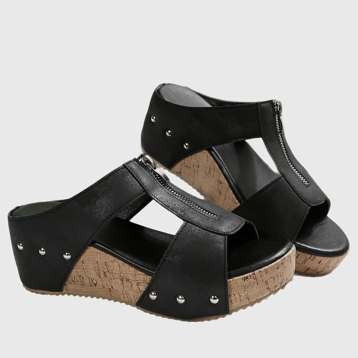 Women's Orthopedic Sandals with Metal Studs and Wedge Soles