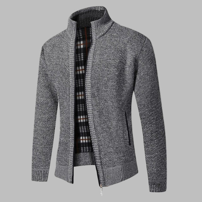 Men's Zip-Up Stand Collar Cardigan for Casual Wear