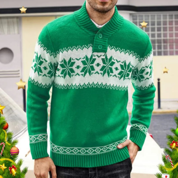Men's snowflake jacquard Christmas sweater