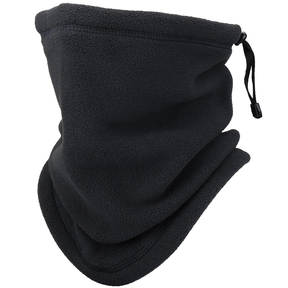 Fleece neck gaiter with drawstring toggle