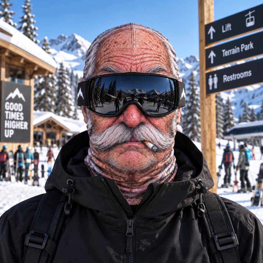 Ski mask with realistic funny face print