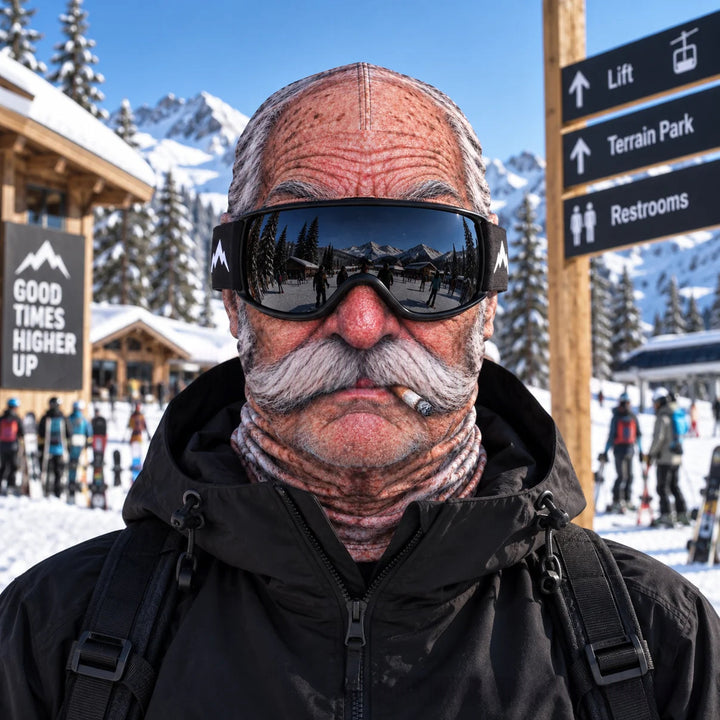 Ski mask with realistic funny face print