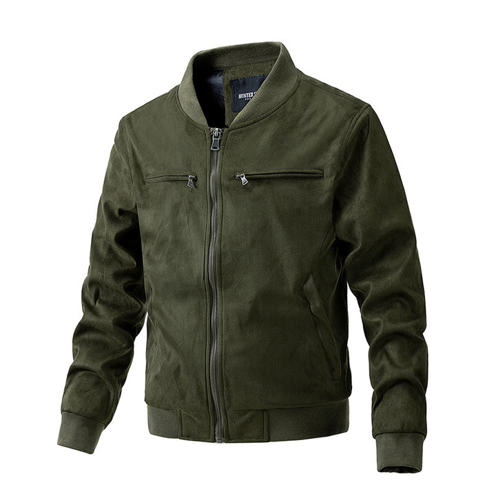 Men's faux suede bomber jacket