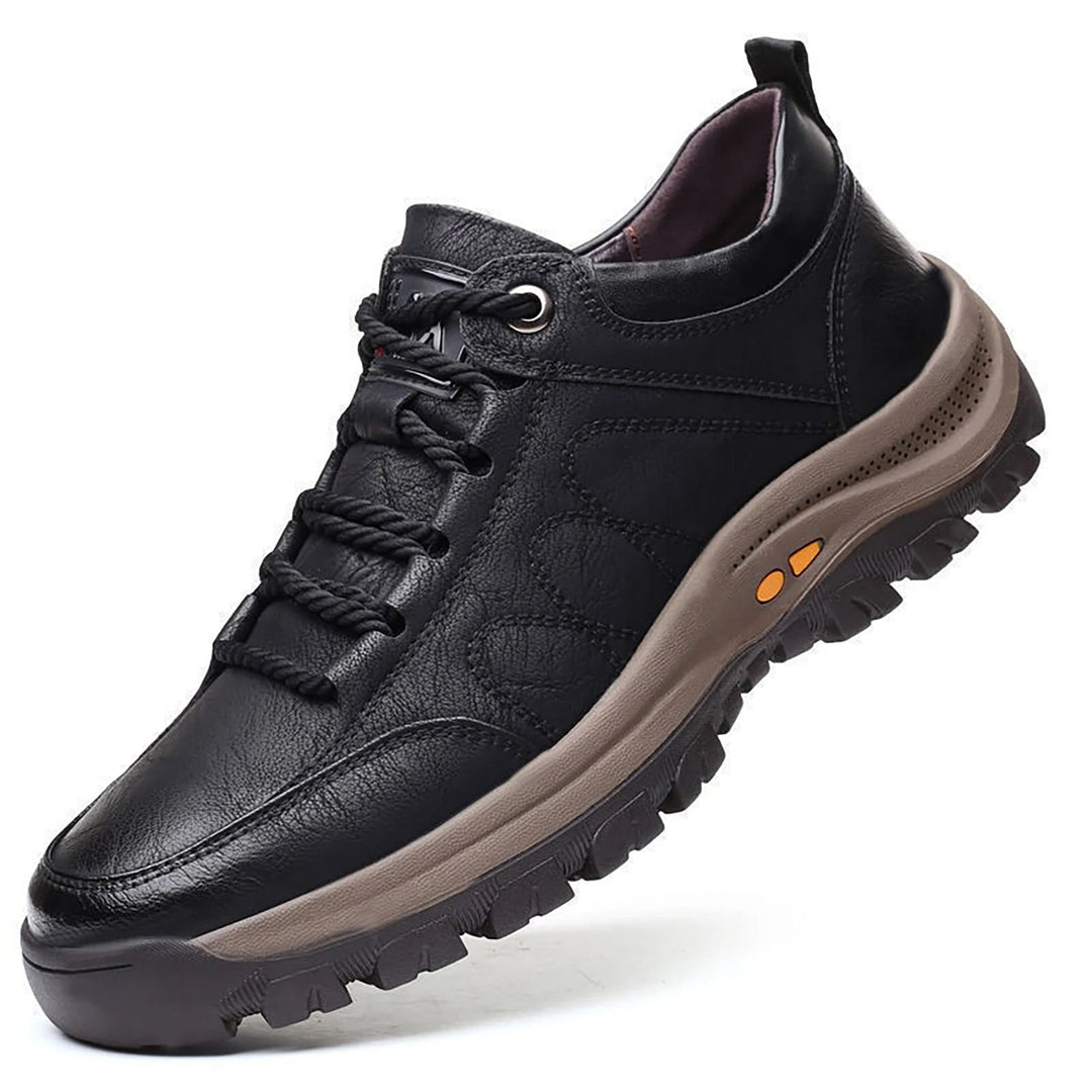 Men's Casual Shoes with Leather Upper and Rubber Sole