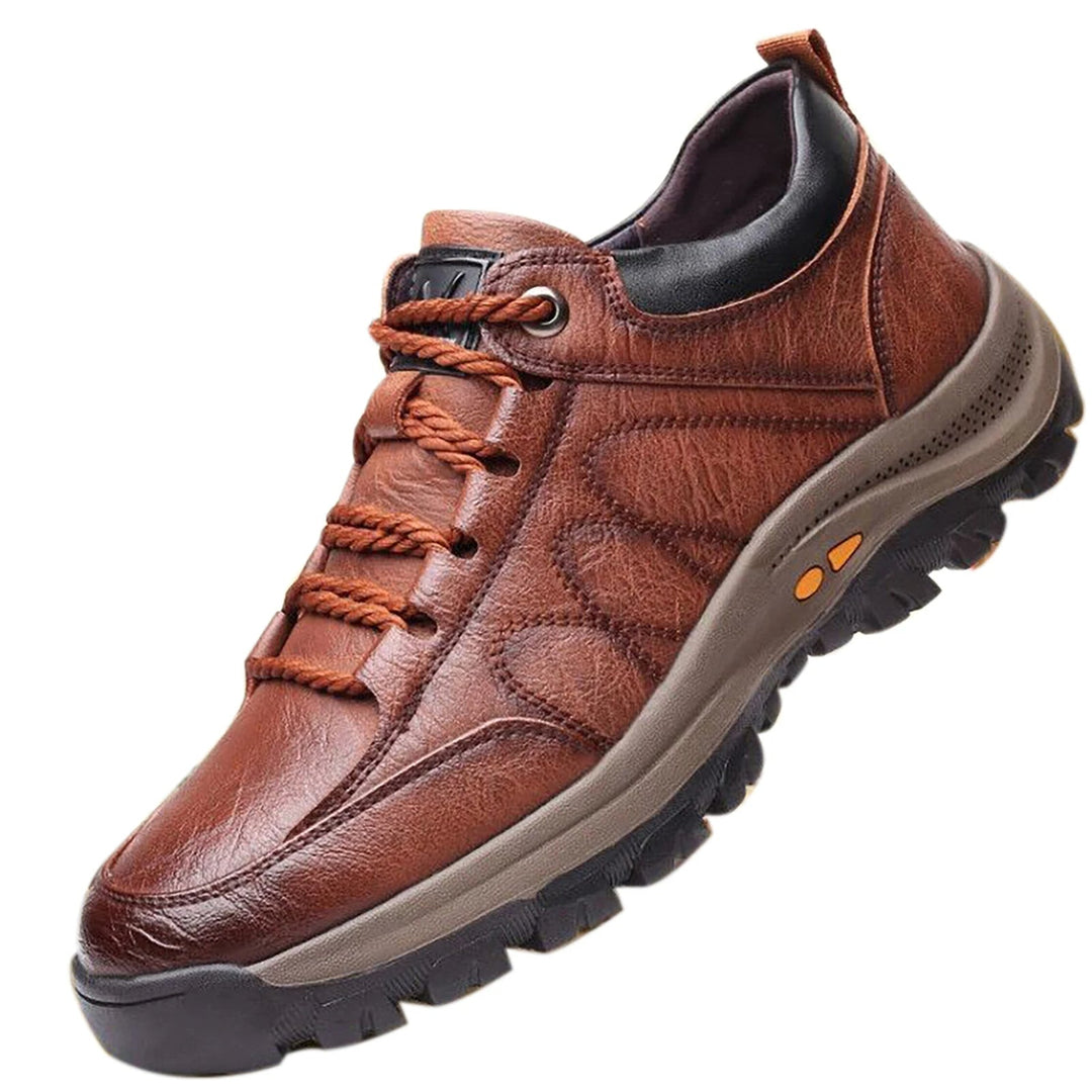 Men's Casual Shoes with Leather Upper and Rubber Sole