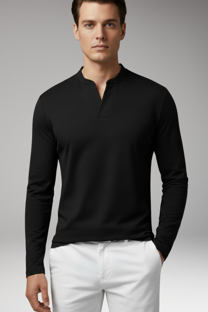 Tommy Men's V-Neck Shirt with Buttonless Design