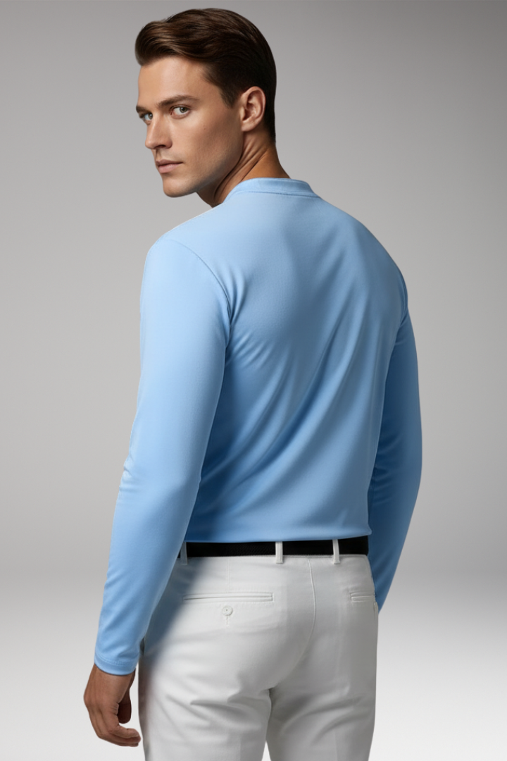 Tommy Men's V-Neck Shirt with Buttonless Design