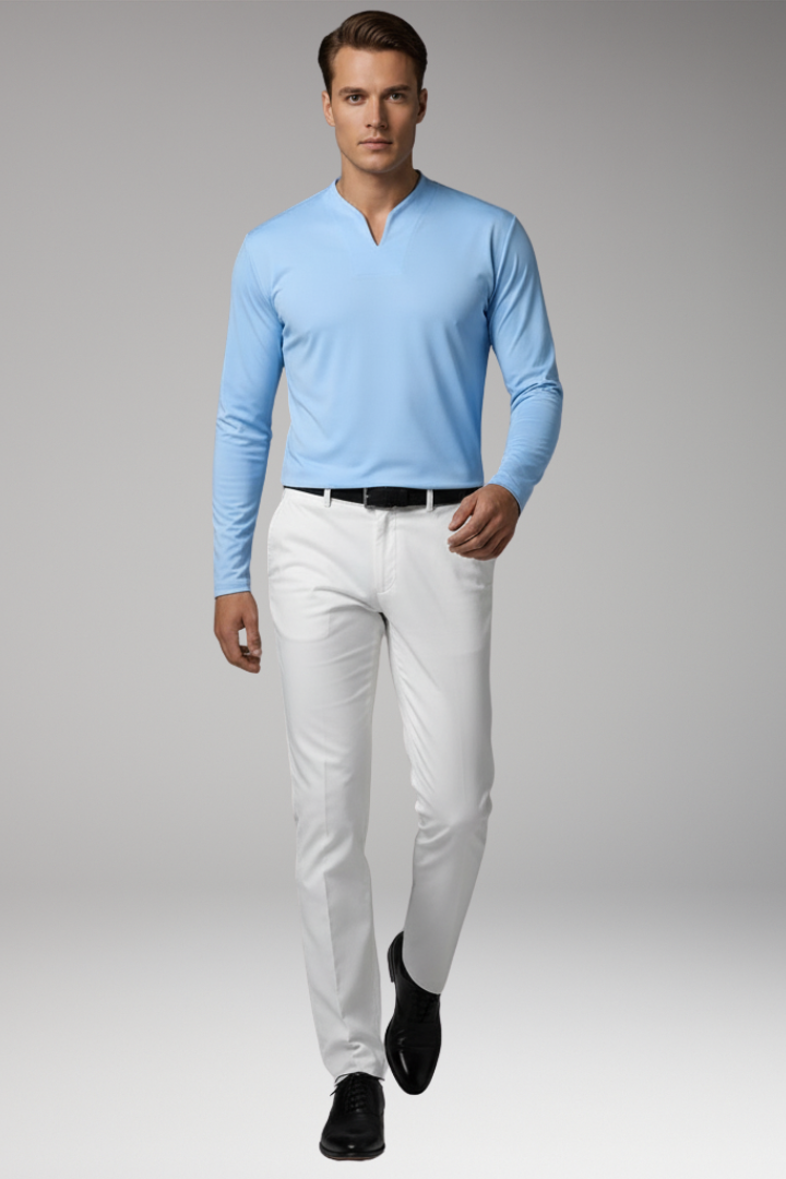 Tommy Men's V-Neck Shirt with Buttonless Design