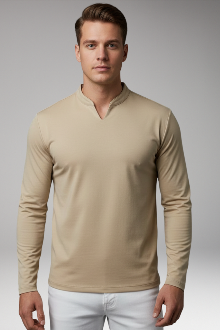 Tommy Men's V-Neck Shirt with Buttonless Design