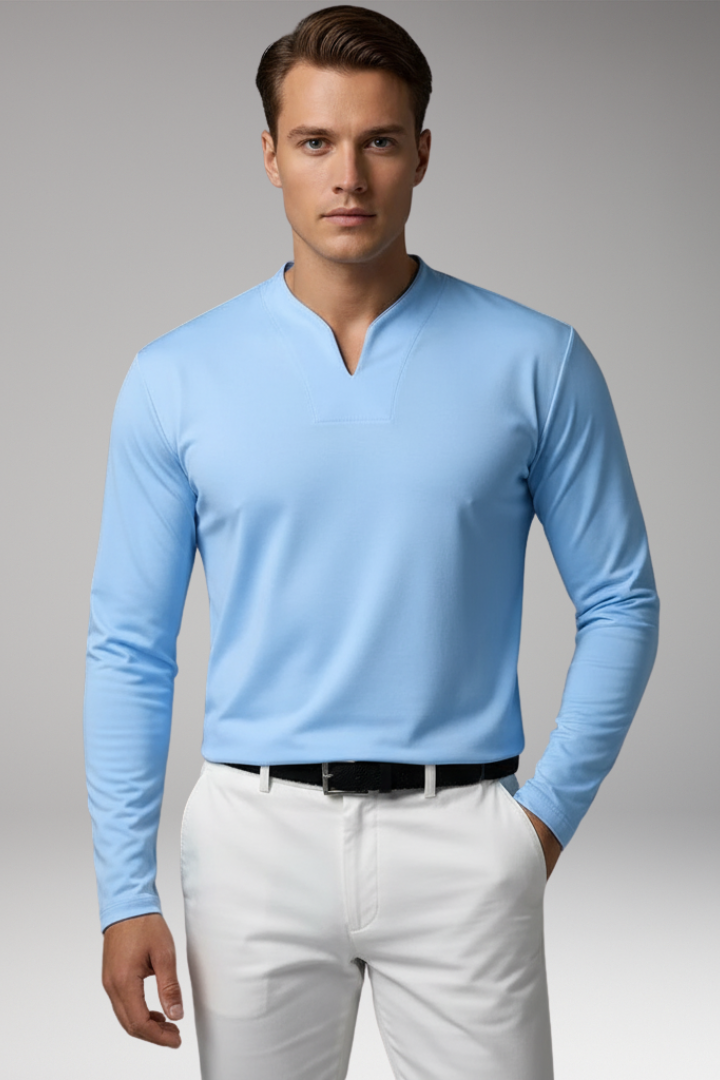 Tommy Men's V-Neck Shirt with Buttonless Design