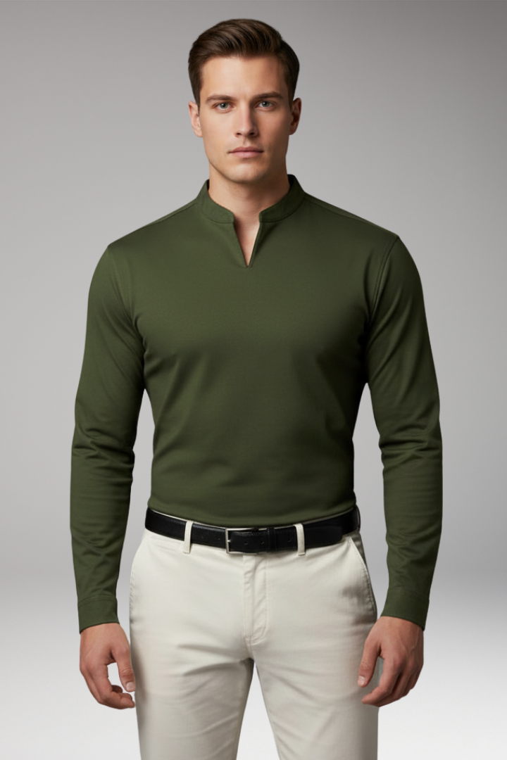 Tommy Men's V-Neck Shirt with Buttonless Design