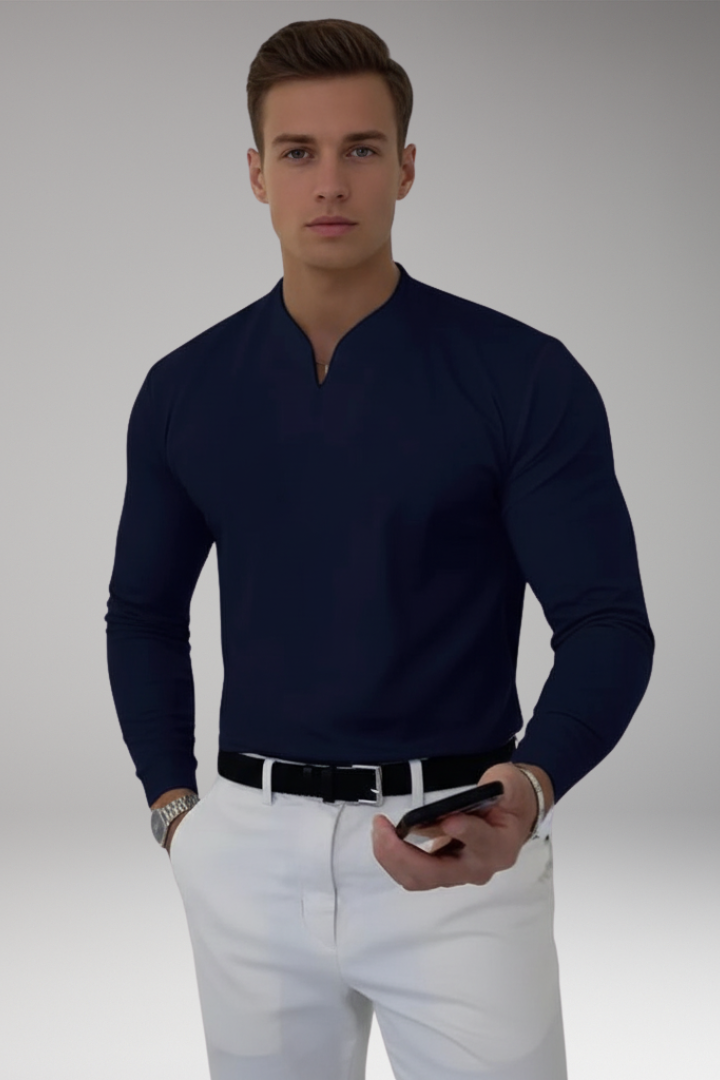 Tommy Men's V-Neck Shirt with Buttonless Design