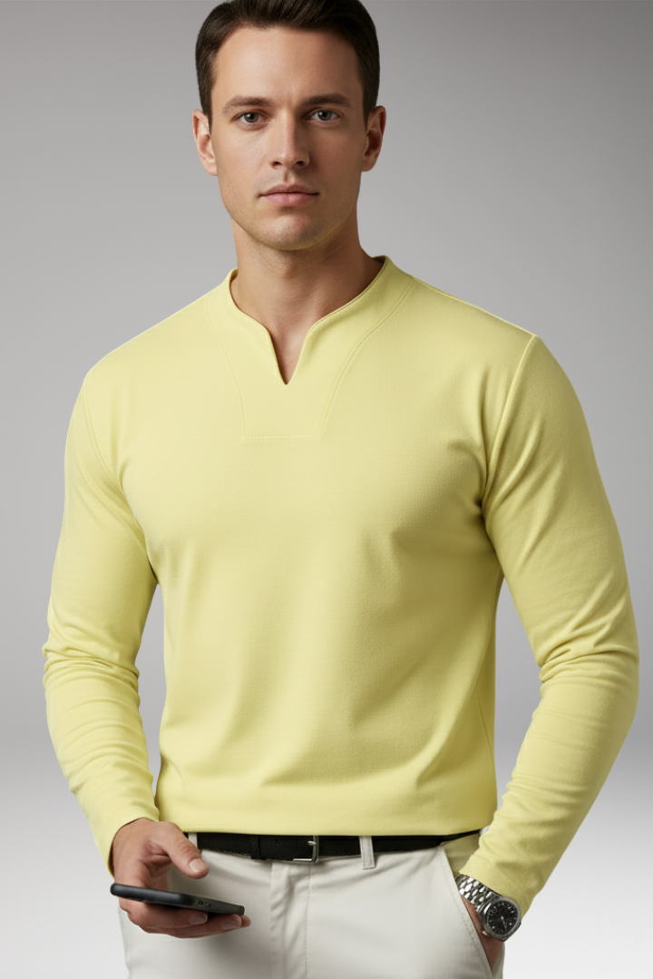 Tommy Men's V-Neck Shirt with Buttonless Design