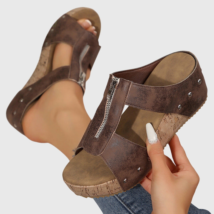 Women's Orthopedic Sandals with Metal Studs and Wedge Soles