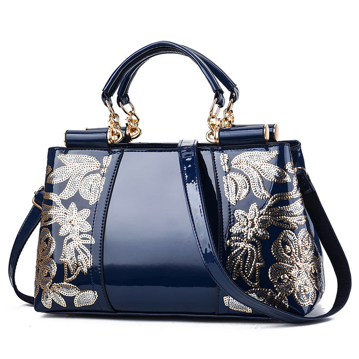 Harper | Sequin Embroidered Patent Handbag for Parties