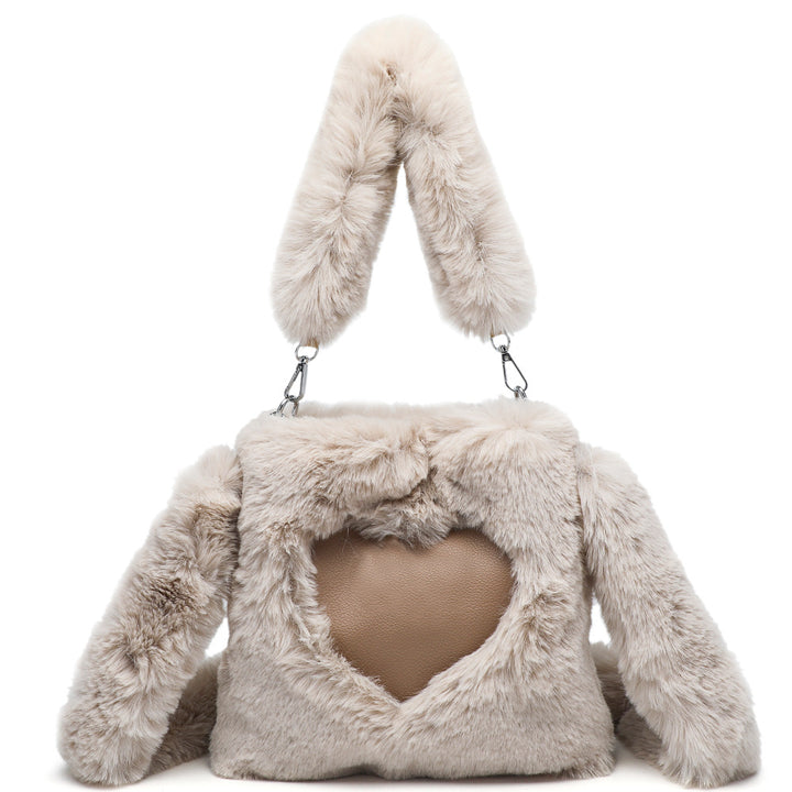 Fluffy pink heart shoulder bag
