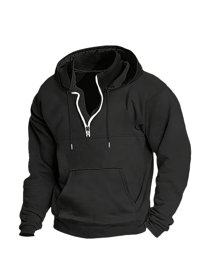 Men's Half-Zip Hoodie with Front Kangaroo Pocket