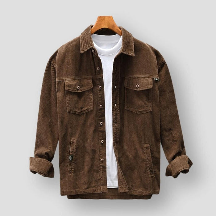 Men's Corduroy Shirt Jacket with Chest Pockets