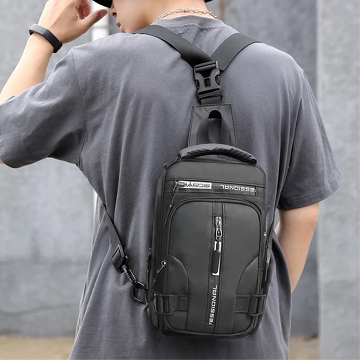 Men's black sling chest bag